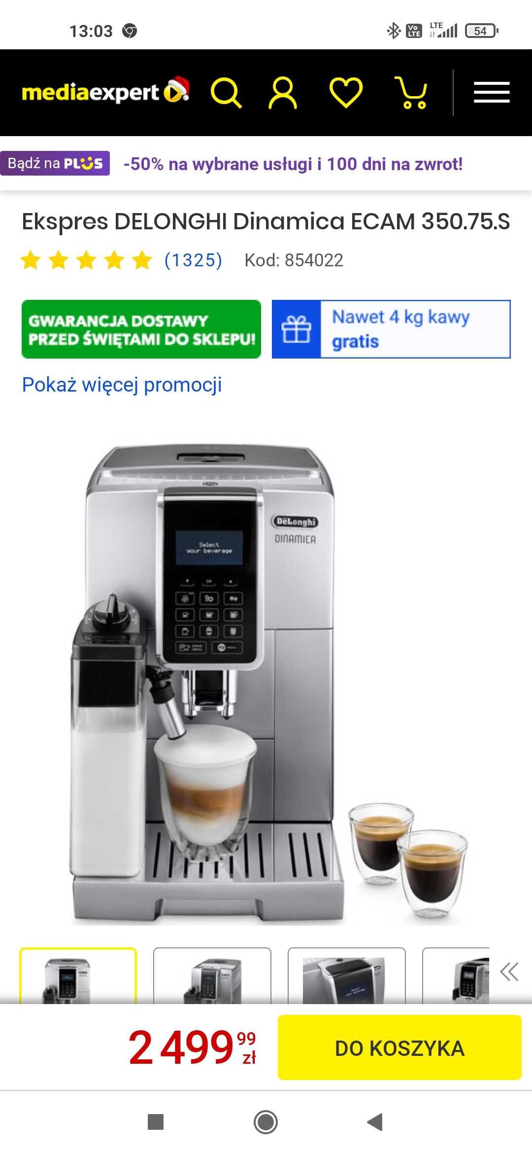 Ekspres DeLonghi dynamica jak nowy