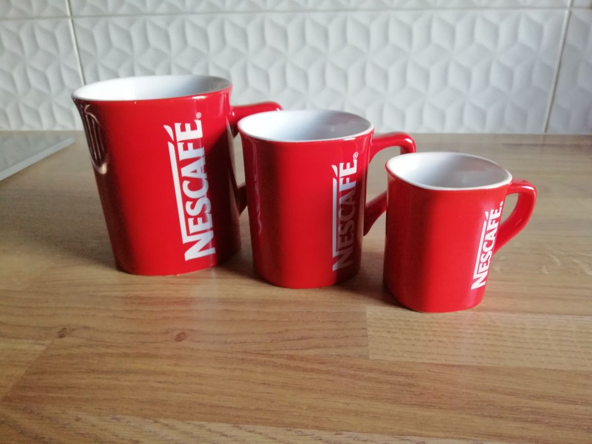 kubki nescafe czerwone 3szt 100ml 200ml 500ml XXL big