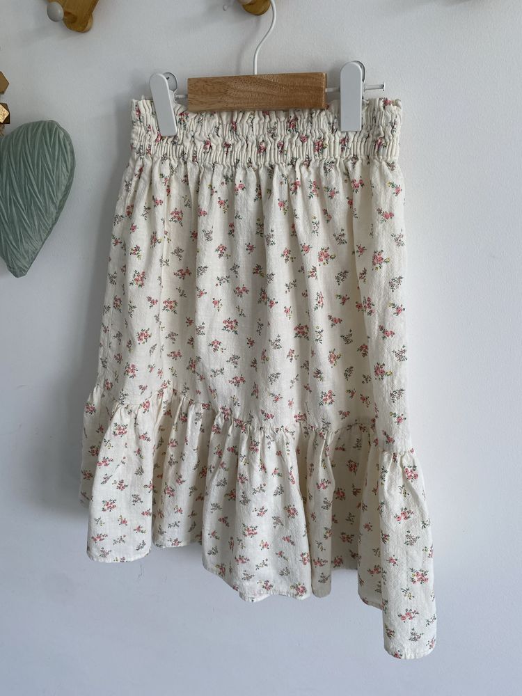 Spódniczka h&m 134 kremowa kwiatki koralowe