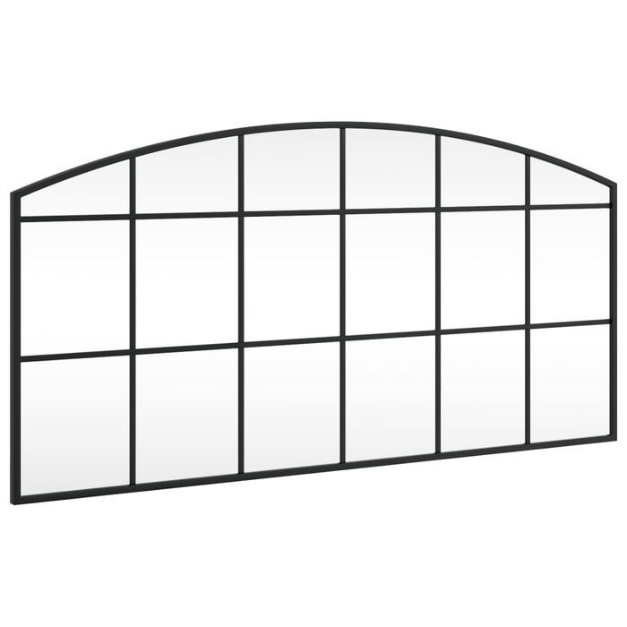 Vidaxl Lustro Ścienne, Czarne, 100X50 Cm, Zakończone Łukiem, Żelazo