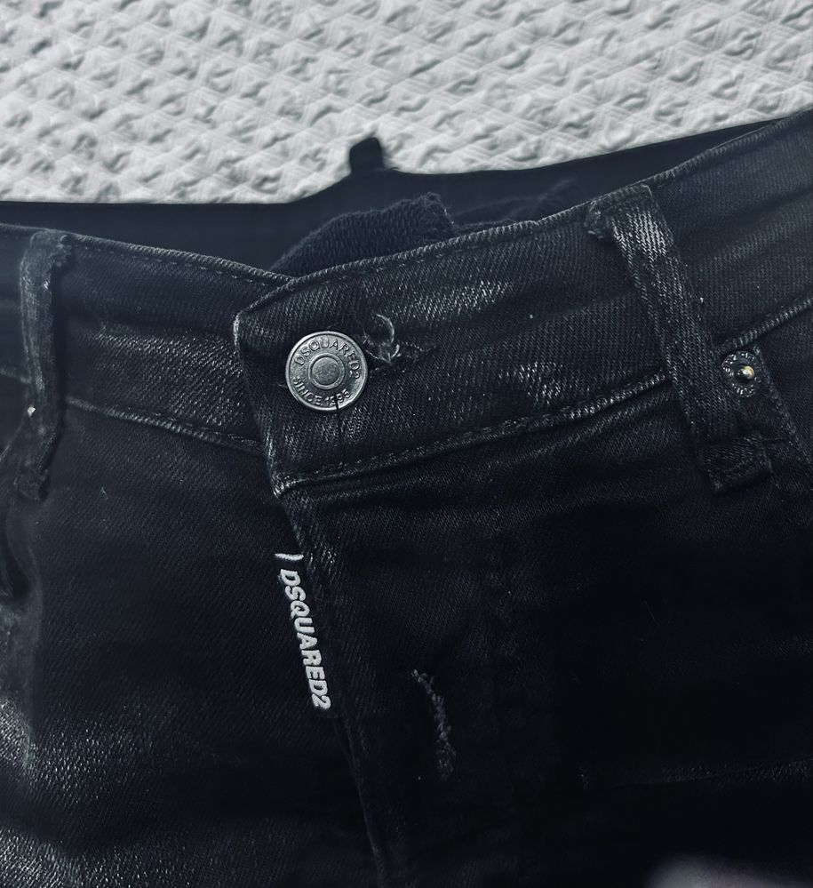 Spodnie Dsquared2 jeansowe nakrapiane czarne