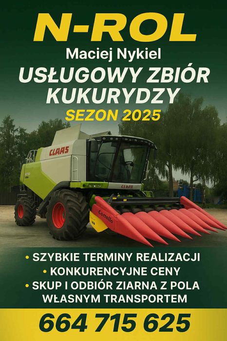 Usluga zbioru kukurydzy , koszenie kukurydzy Claas Tucano 440