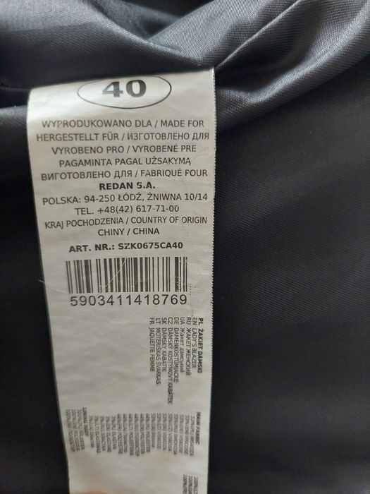 Żakiet damski Marynarka Spodnie TOP SECRET 40 Wesele Biuro Bankiet