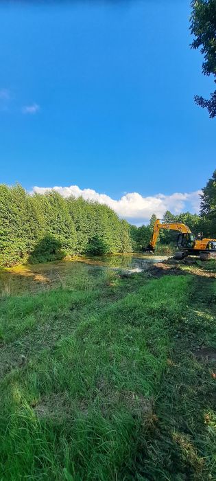 Usługi koparką gąsienicową Kopanie stawów Wykopy Melioracje