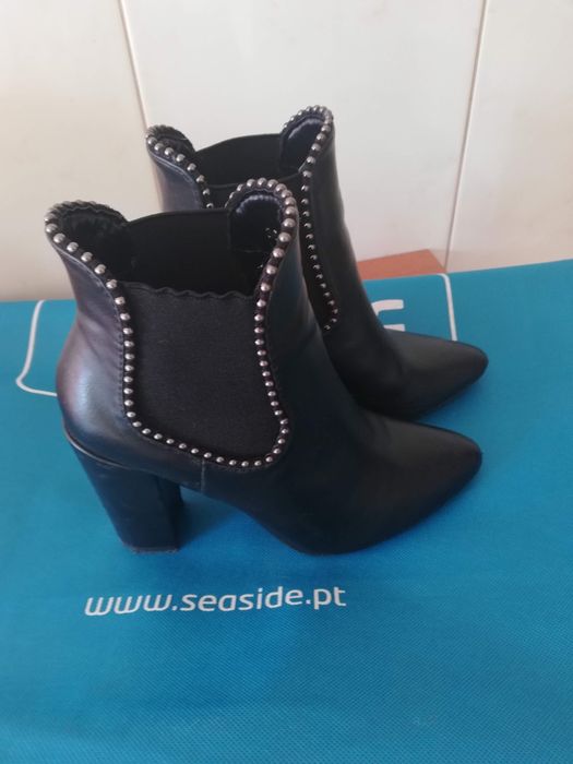 Botas de pele pretas Seaside