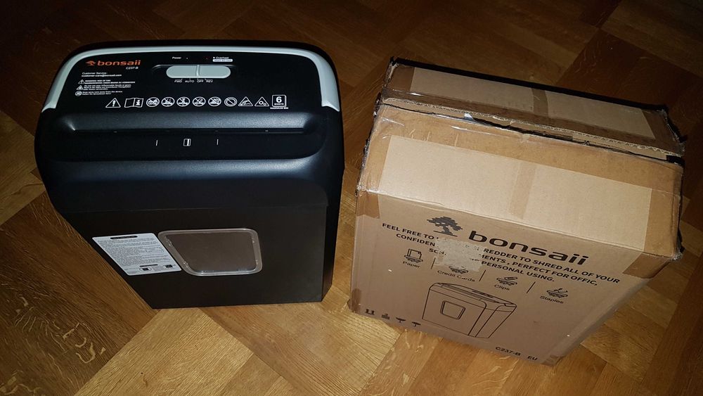 Bonsaii C237-B Niszczarka do papieru 6 arkuszy cięcie krzyżowe