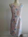 Sukienka Lniana 100% Len Pastelowa Liliowa w Kwiaty Marks Spencer XL