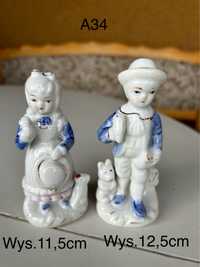 Zestaw 2 porcelanowych figurek dziewczynka i chłopiec nr.A34