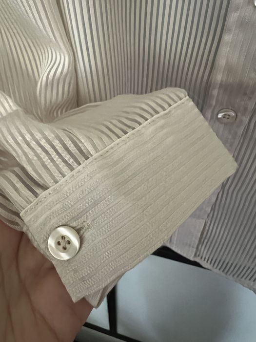 Reserved 36 Transparentna koszula w paski oversize beżowa kremowa S