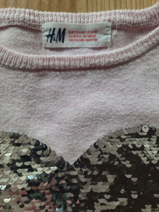 Bluzka pudrowy róż H&M rozm. 140
