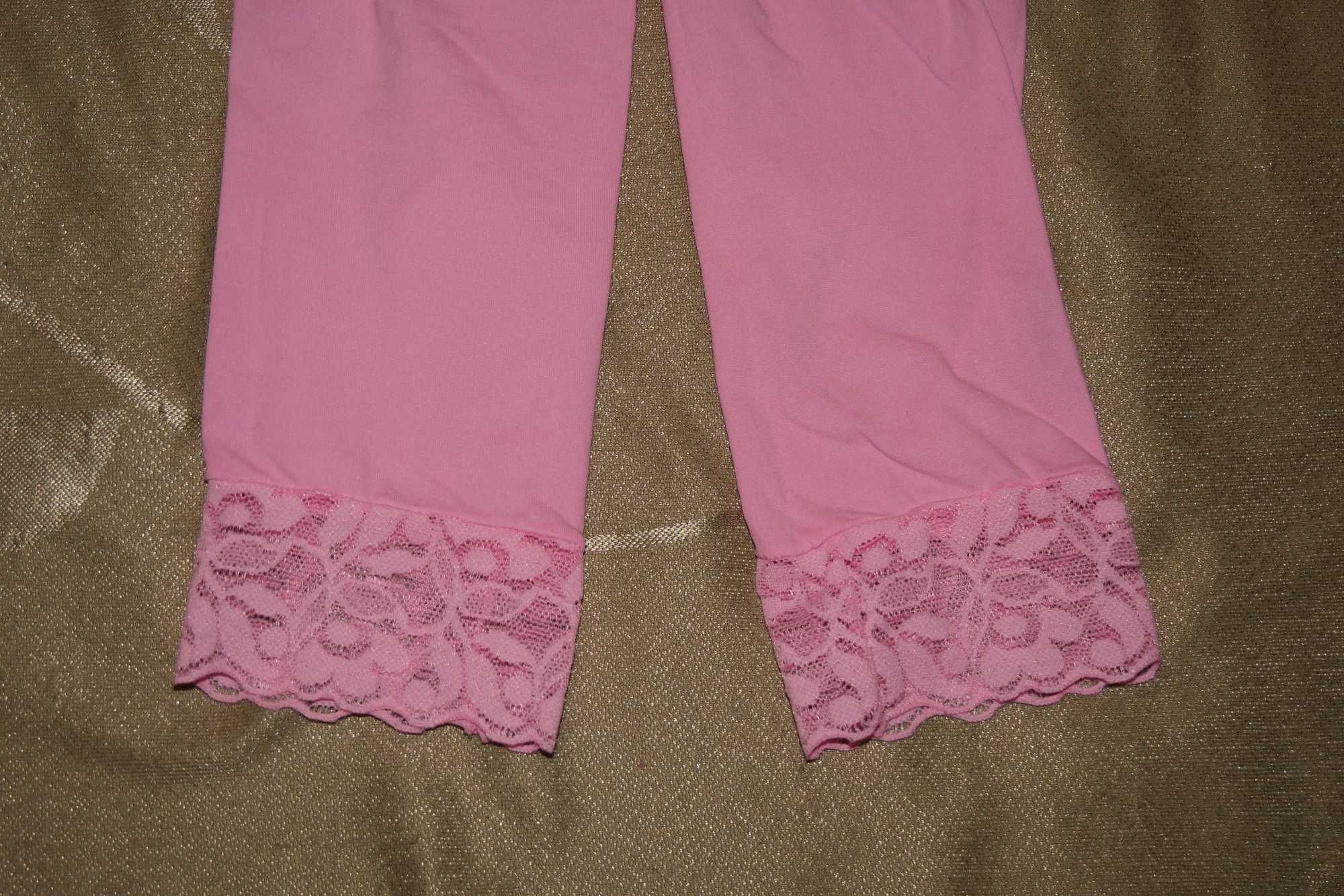 Getry legginsy rajtki rajstopy z koronka mikrofibra Yo różow 128 / 134