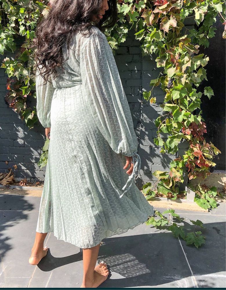 Miętowa Zielona plisowana sukienka midi s 36 38 m asos luxe