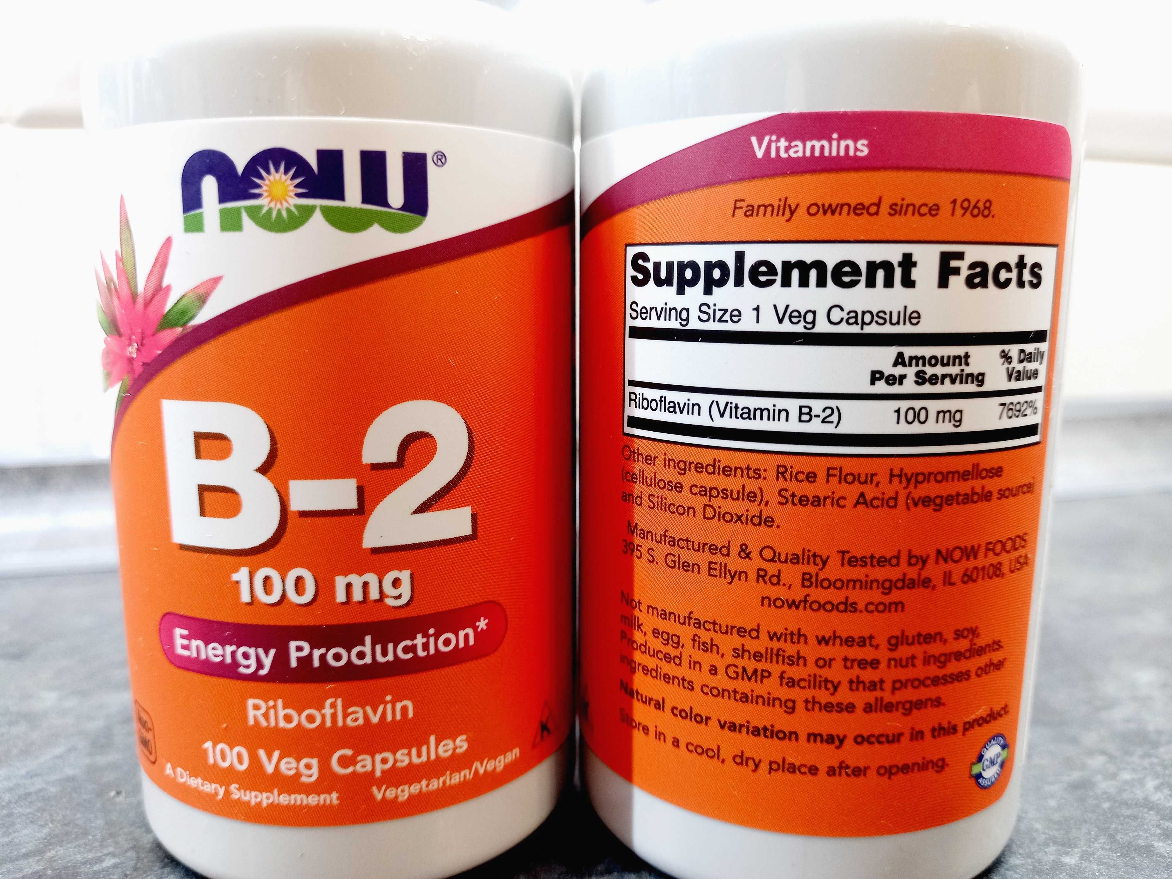 Now Foods, Vitamin B-2 100 мг (100 капс.), витамин В-2, вітамін В-2