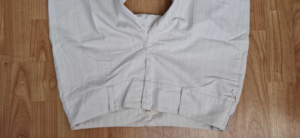 Kremowe proste spodnie eleganckie, garsonka, Edma, M