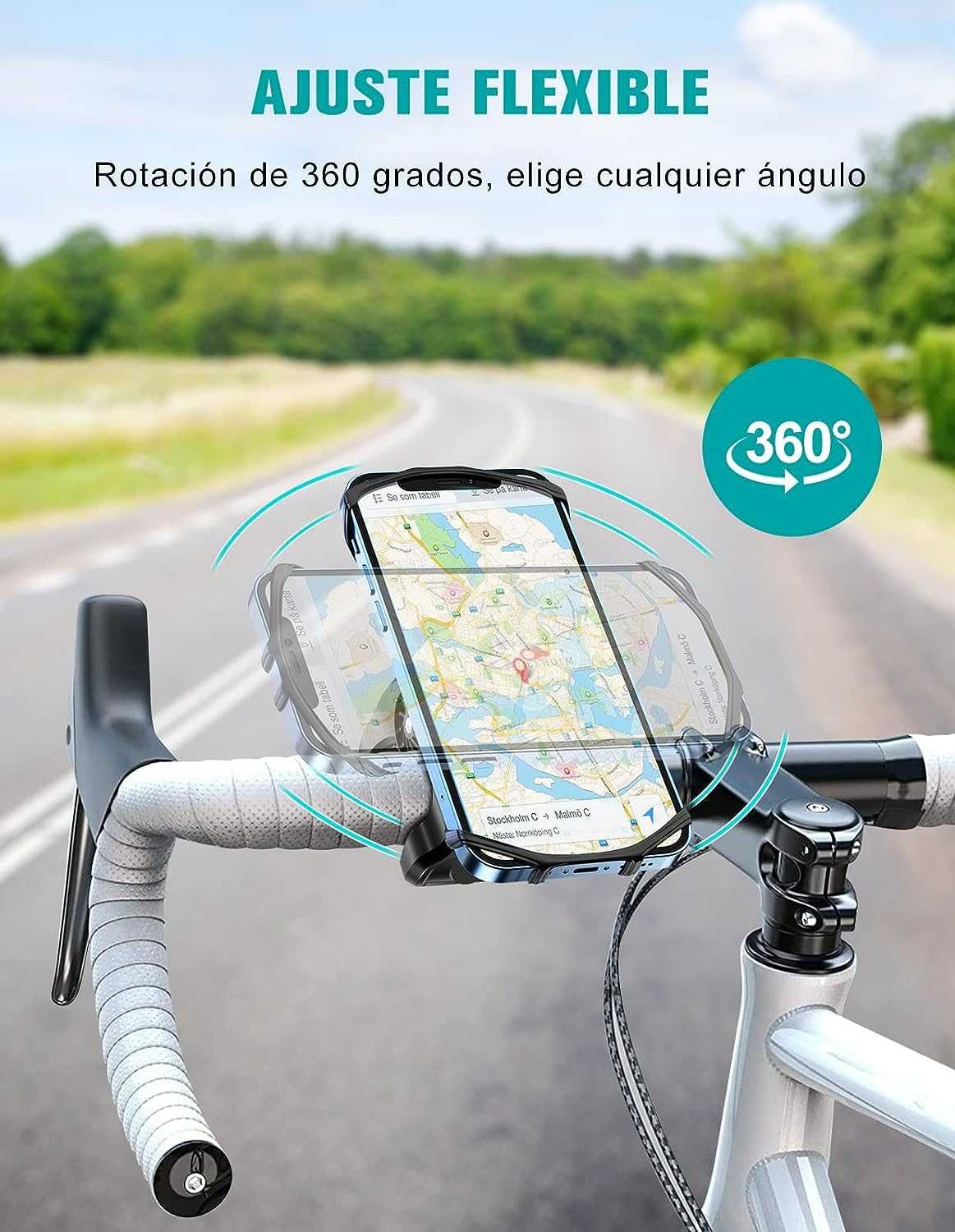 Suporte Telemóvel para Bicicleta & Mota, anti-vibração e rotação 360