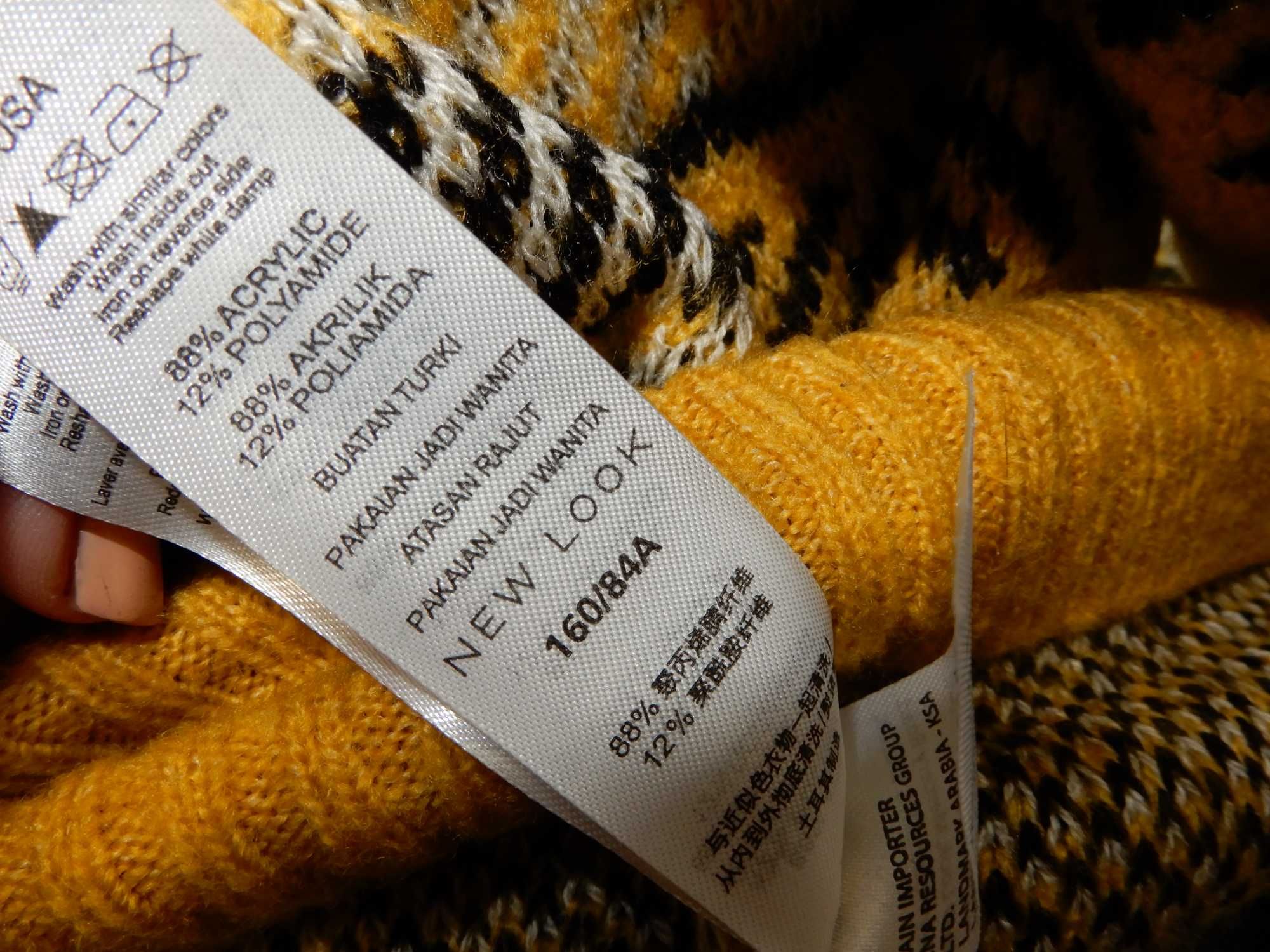 Swetr sweter wzór żółty czarny jesień zima New Look 38 M