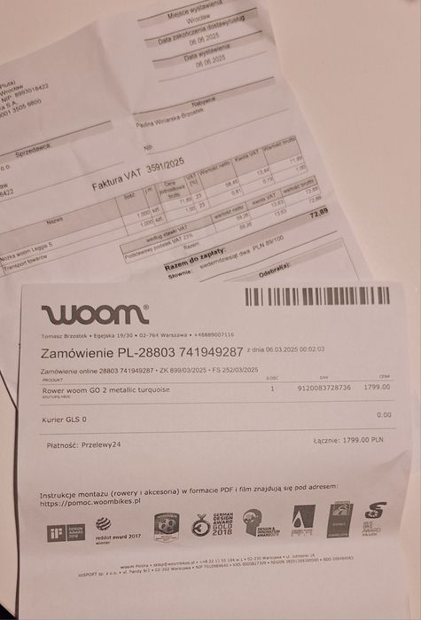 Woom 2  go turkusowy 2025