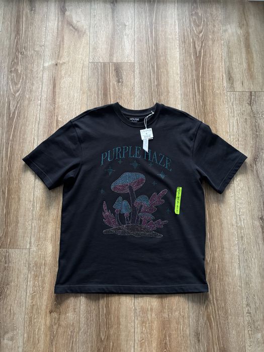 czarna koszulka t-shirt męski relaxed fit house z nadrukiem rozmiar S