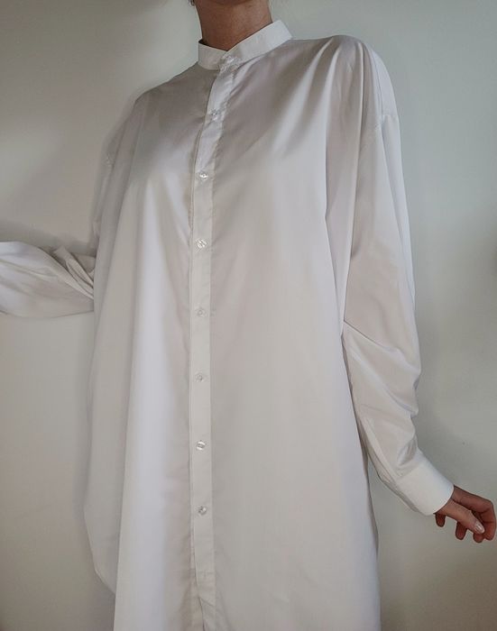 Biała sukienka koszulowa oversize jedwab bawełna premium LIST