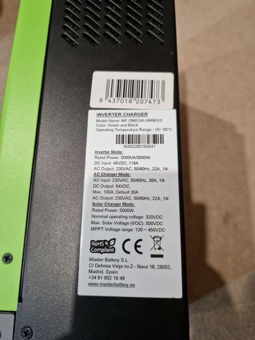 Niesprawdzony Falownik UM-V3 Hybrid Inverter 5000W 48V MF-OMEGA-UM5KV3