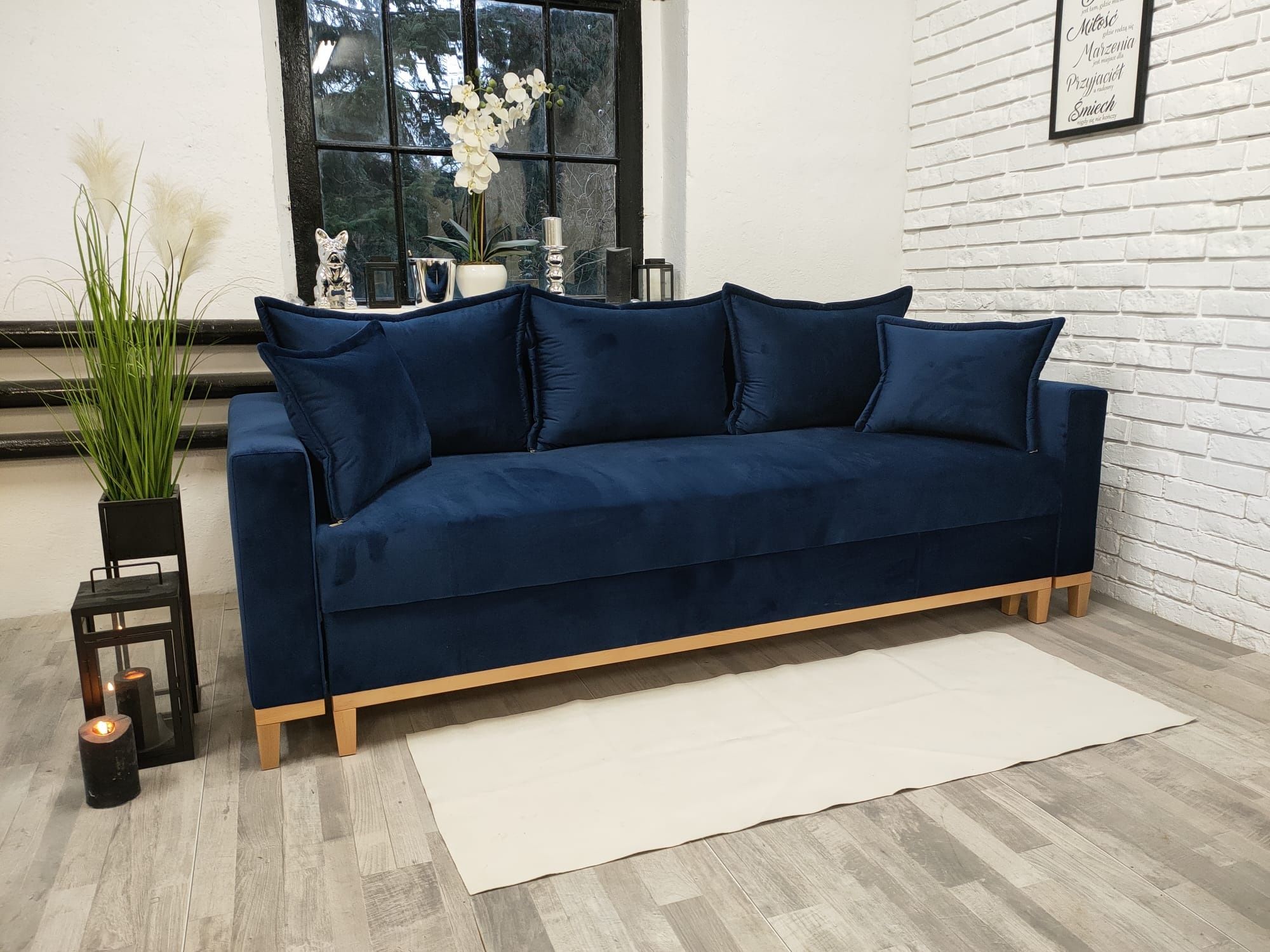 Sofa, kanapa Tokio, sprężyny welur drewno