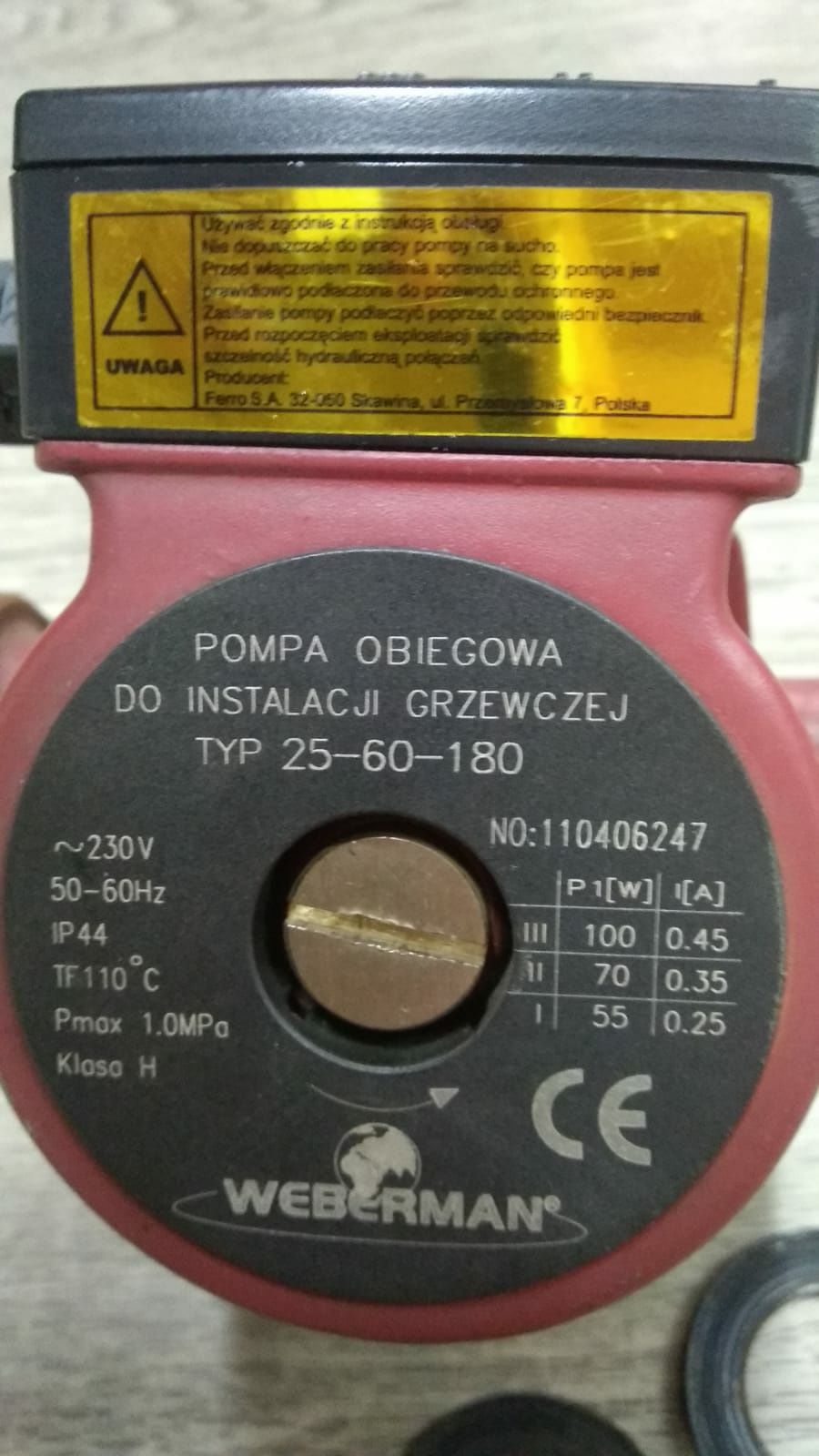 Pompa obiegowa - uszkodzona