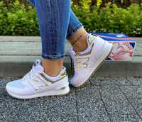 Damskie new balance 574 biało złote 36-41