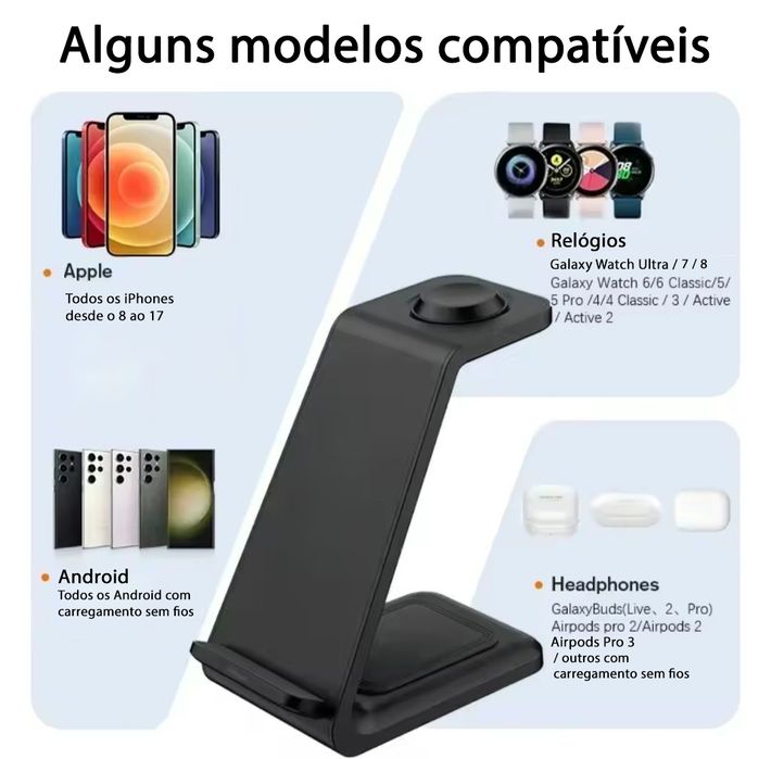 Suporte Carregador sem fios 3 em 1