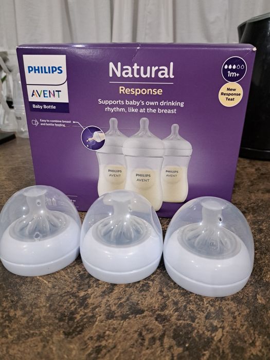 Nowe, 3x smoczek do butelki Philips Avent Natural 1m+