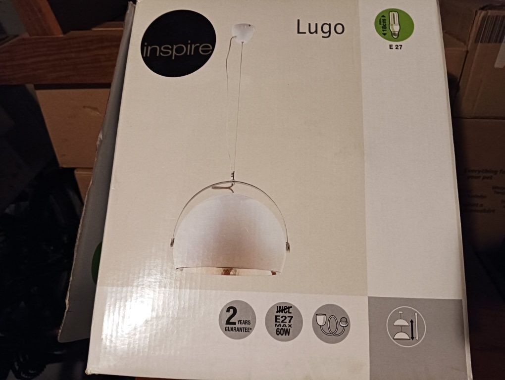 Lampa wisząca kula biała 30 cm Lugo