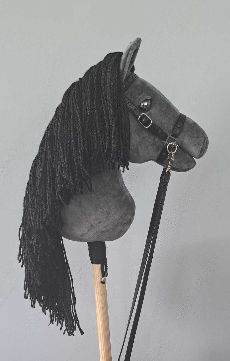 Hobby Horse SZARY konik na kiju DUŻY A3 *rzęsy* khtjollyjumper