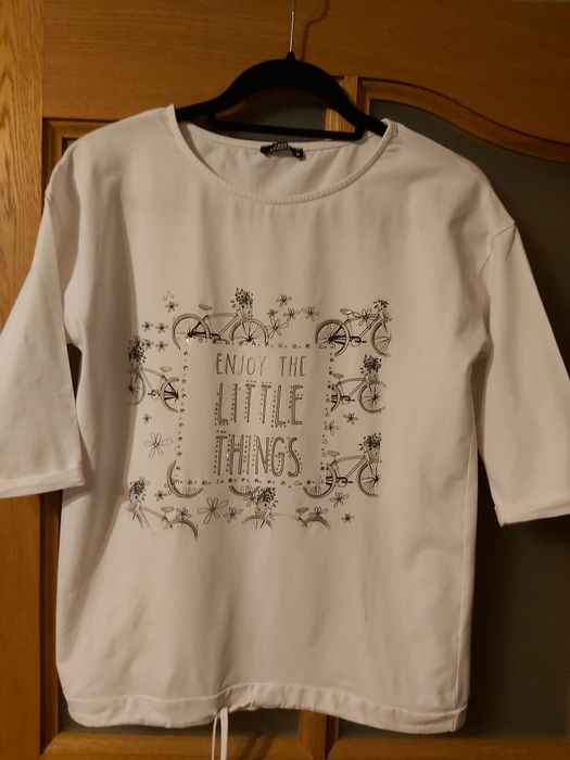 Bluzka s/m słoniowa biel, cyrkonie