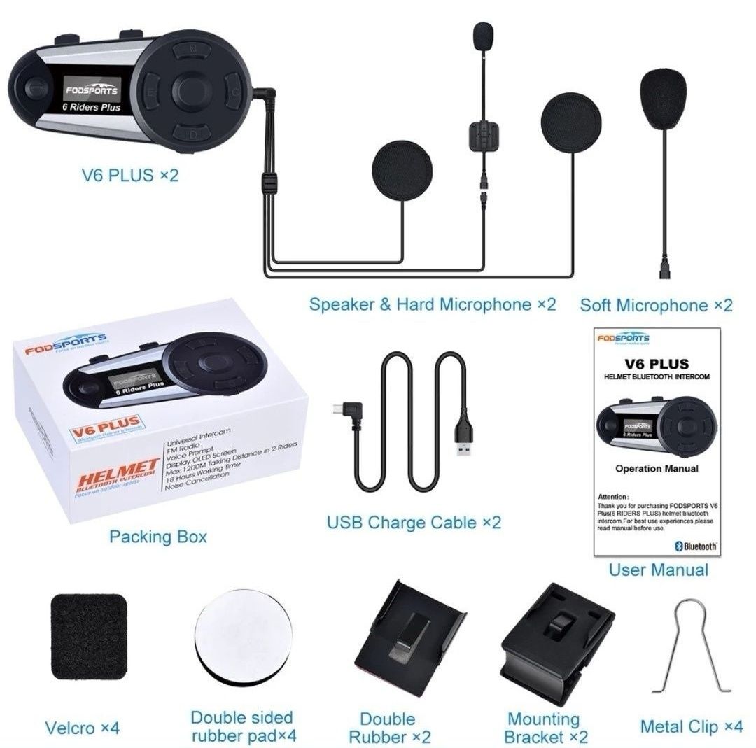 Auriculares/Intercomunicadores Bluetooth/RADIO, Capacete/Motard (NOVOS