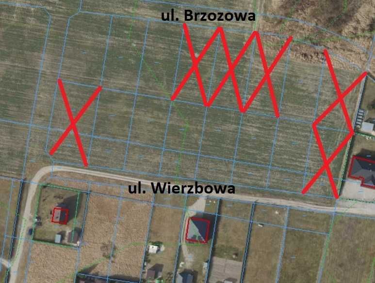Działka budowlana 1077 - 1265 m2  Poddębice ul. Wierzbowa i Brzozowa