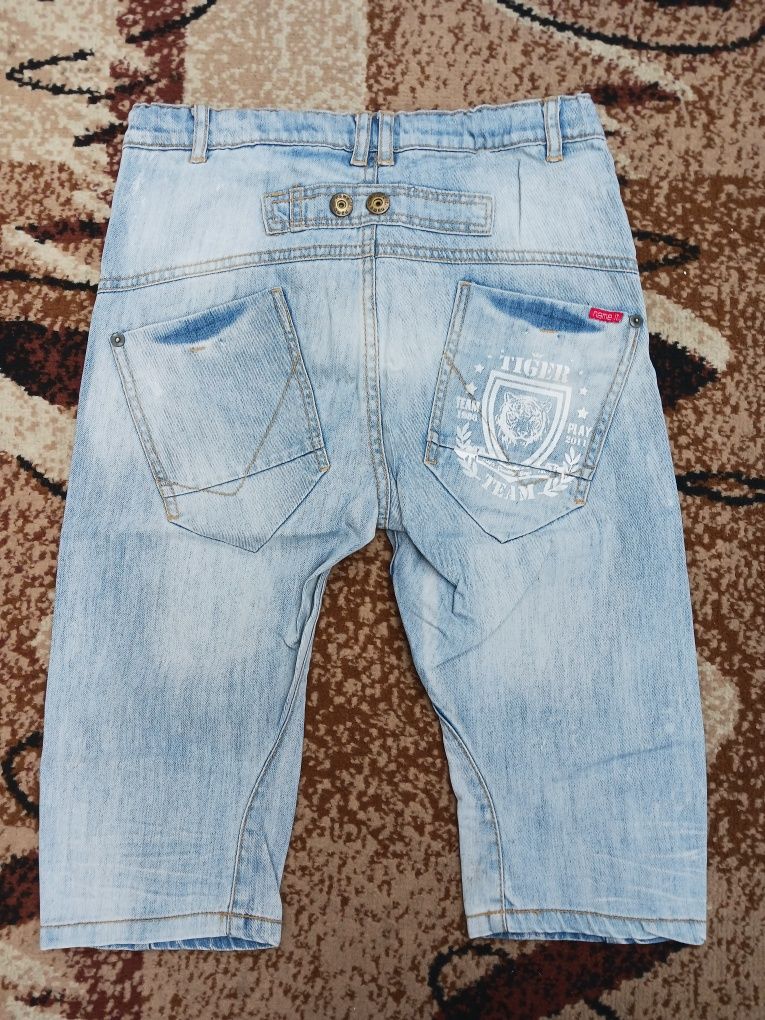 Krótkie spodnie spodenki chłopięce jeans r.140/146