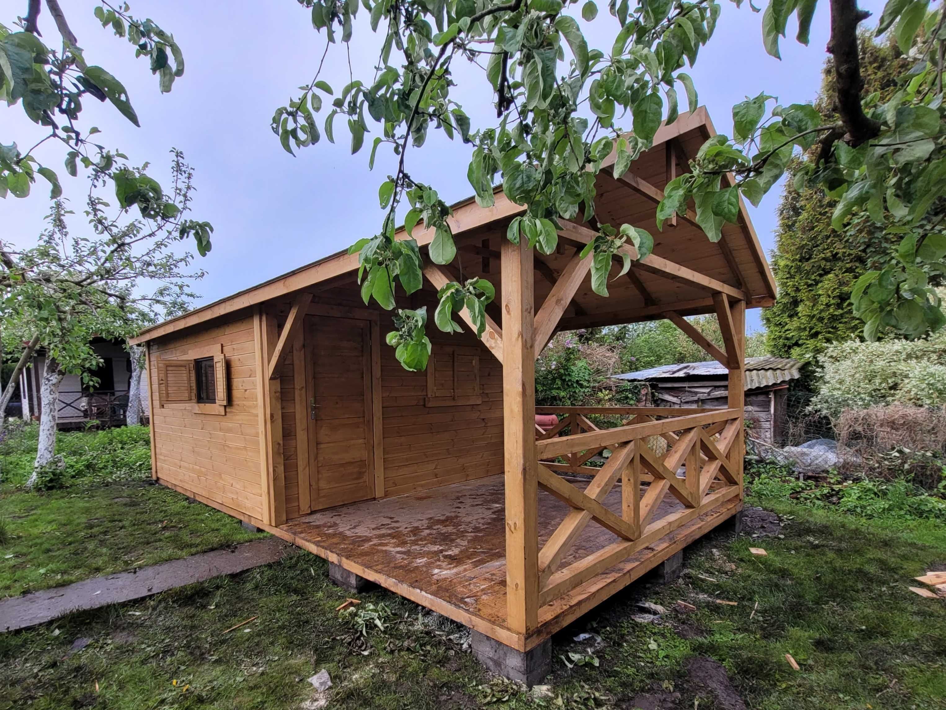 Domek letniskowy drewniany  ogrodowy OLEK 6x3 z tarasem DREWNOTRIK.PL