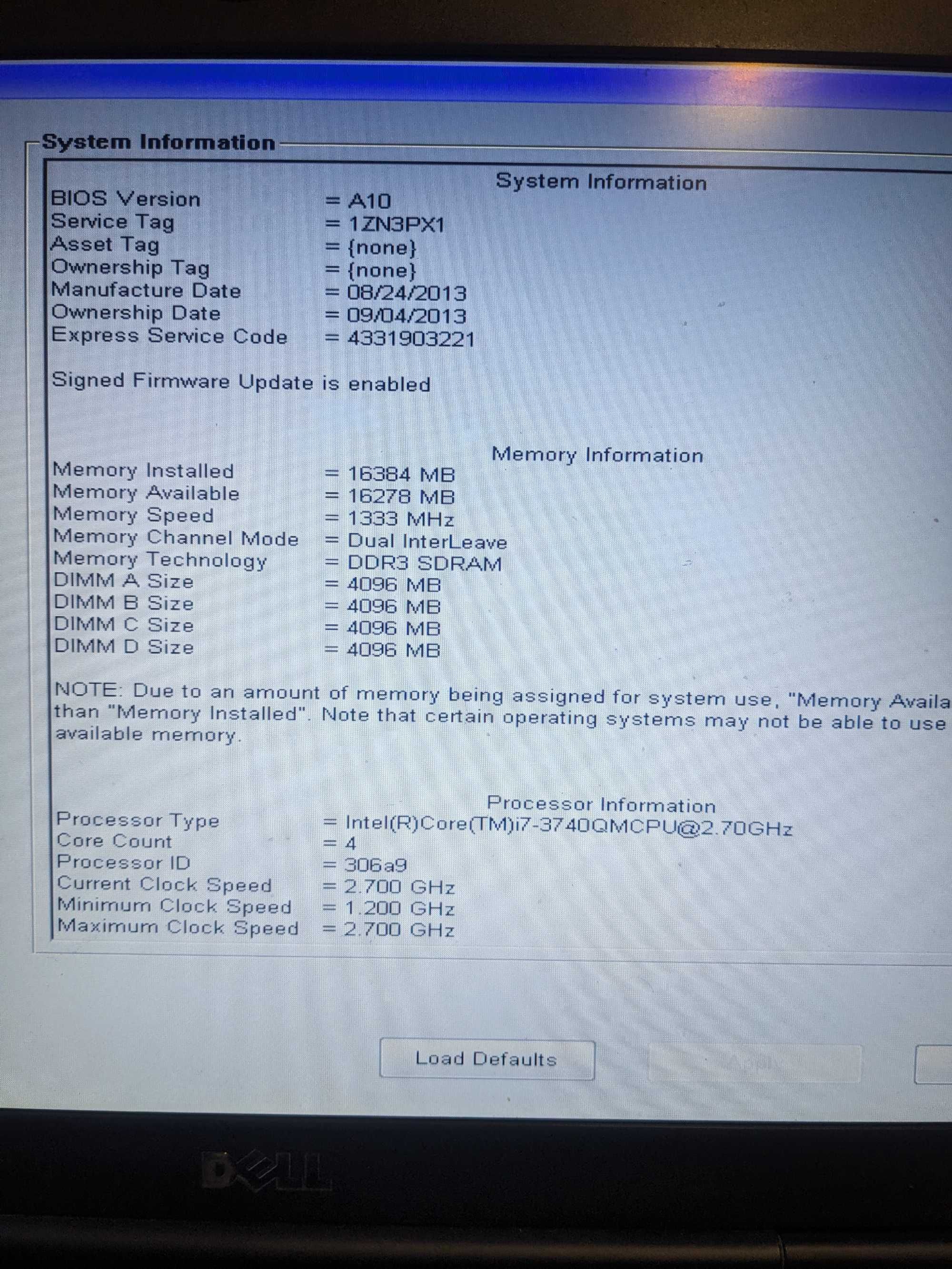 Dell Precision 6700 i7-3740/QUATRO K300M/16GB DDR3/1TB HDD