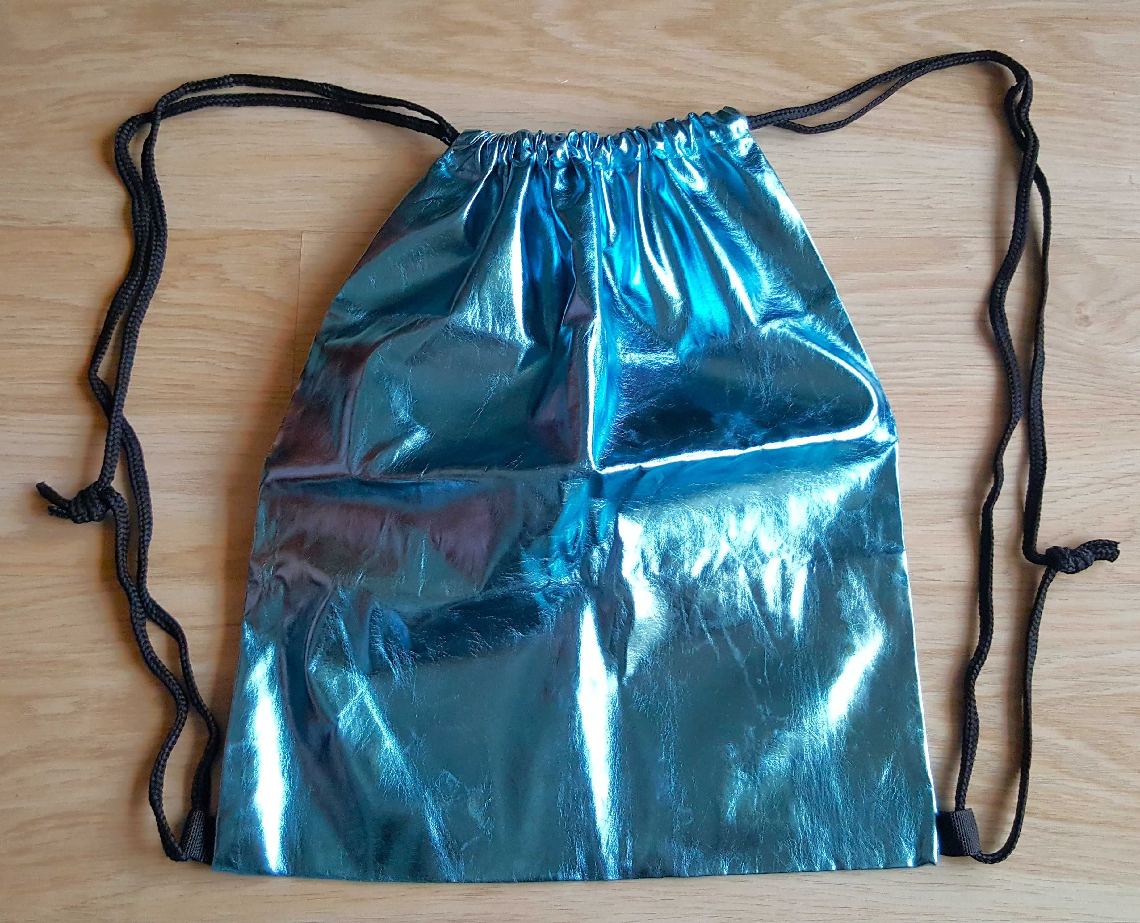 Plecak - worek, torba - niebieski metaliczny