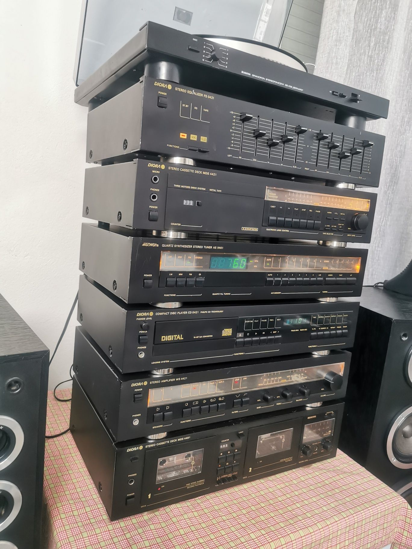 Wieża Stereo Unitra Mac Watts Diora SSL 4421- 7 el. ŁADNY STAN Radmor