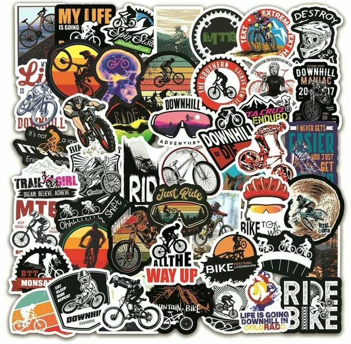 Наклейки стикеры для любителей MTB, BMX и экстрима 50 шт