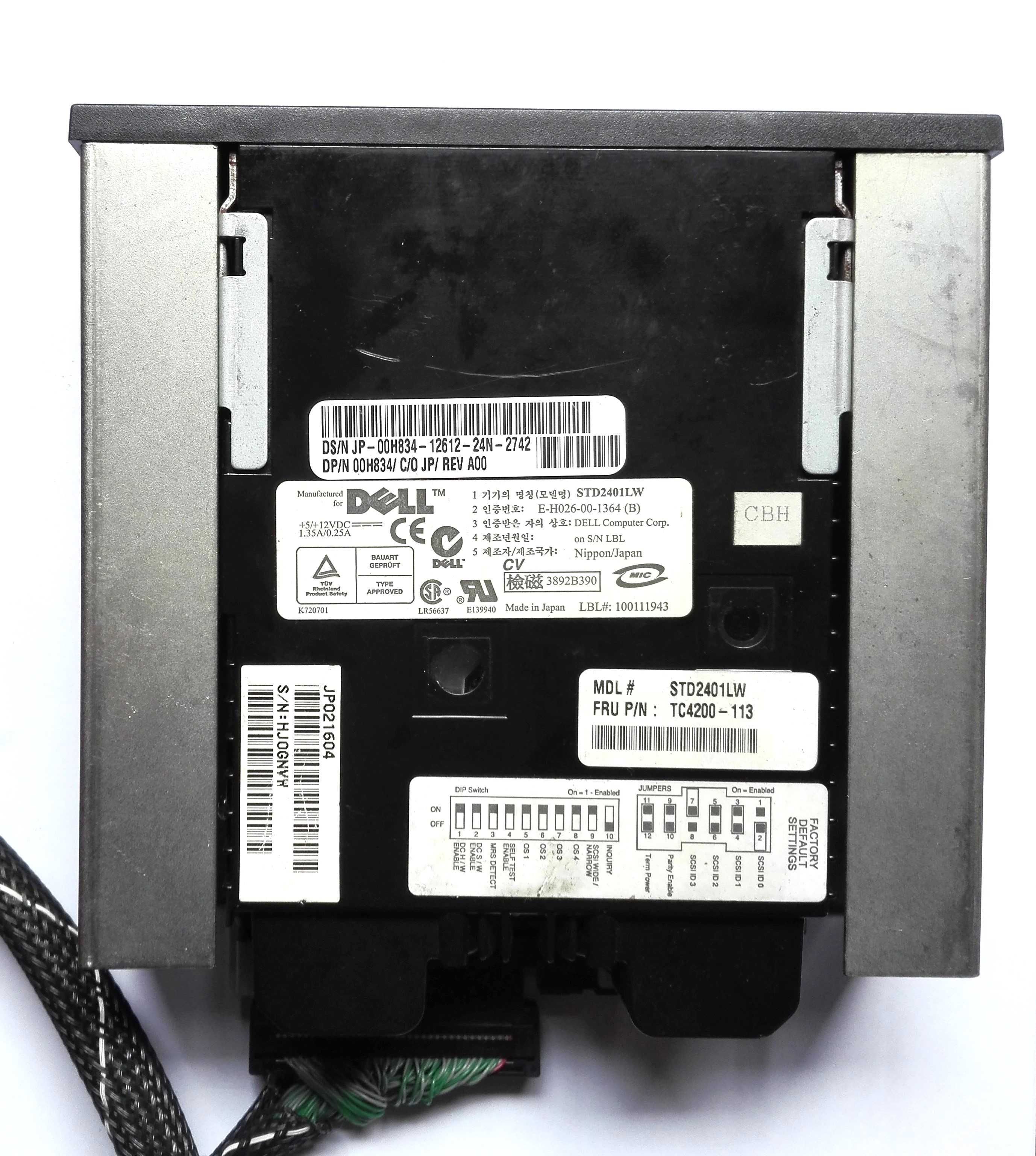 Unidade de fita SCSI DAT Dell STD2401LW