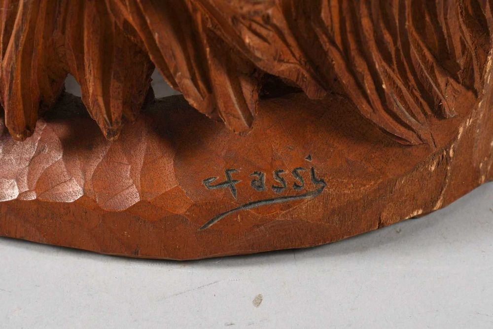 Rzeźba w drewnie sygnowana C. FASSI – UNIKATOWE dzieło SZTUKI LUDOWEJ