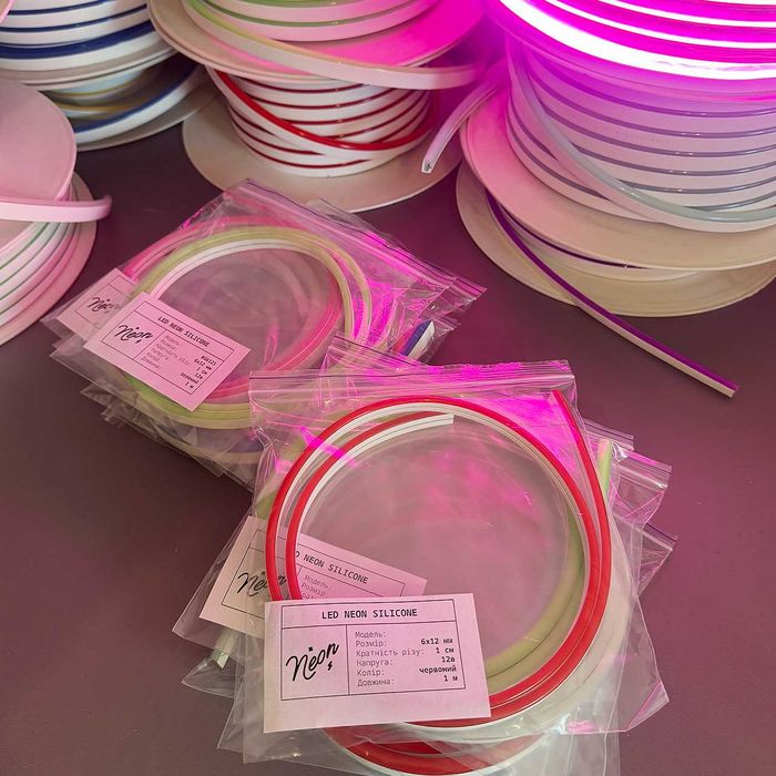 LED неон м'ягкий силіконовий 8x16, 6x12 12v - різ 1см, 2.5 см