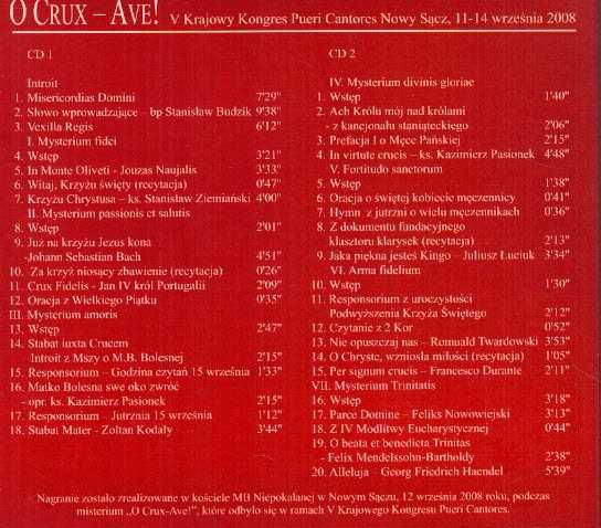 2xCD Various- O Crux- Ave! Krajowy Kongres Pueri Cantores Nowe folia