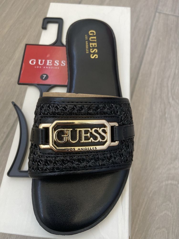 Шльопанці Guess, оригінал. Шльопки жіночі, чорні. Розмір в наявн 8