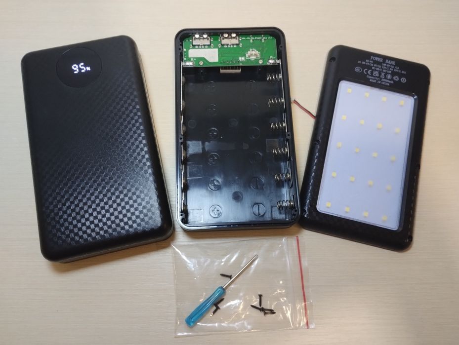 Корпус повербанка розбірний, 6*18650 акб, з підсвіткою, powerbank