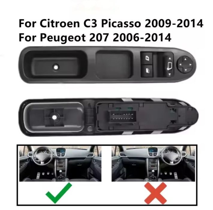 Comando Botão Interruptor Vidros Peugeot 207/207SW/207cc, Citroen C3