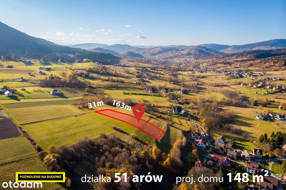 Duża, panoramiczny widok, bez sąsiadów, z PnB, blisko Kasina Ski