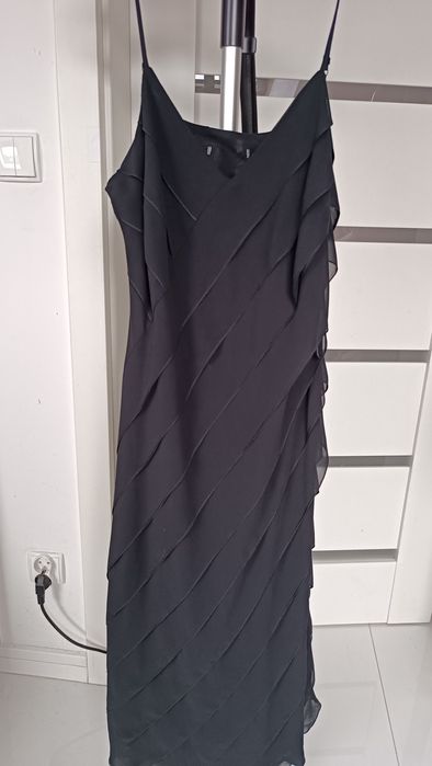 Długa czarna elegancka sukienka Zara M 38 10