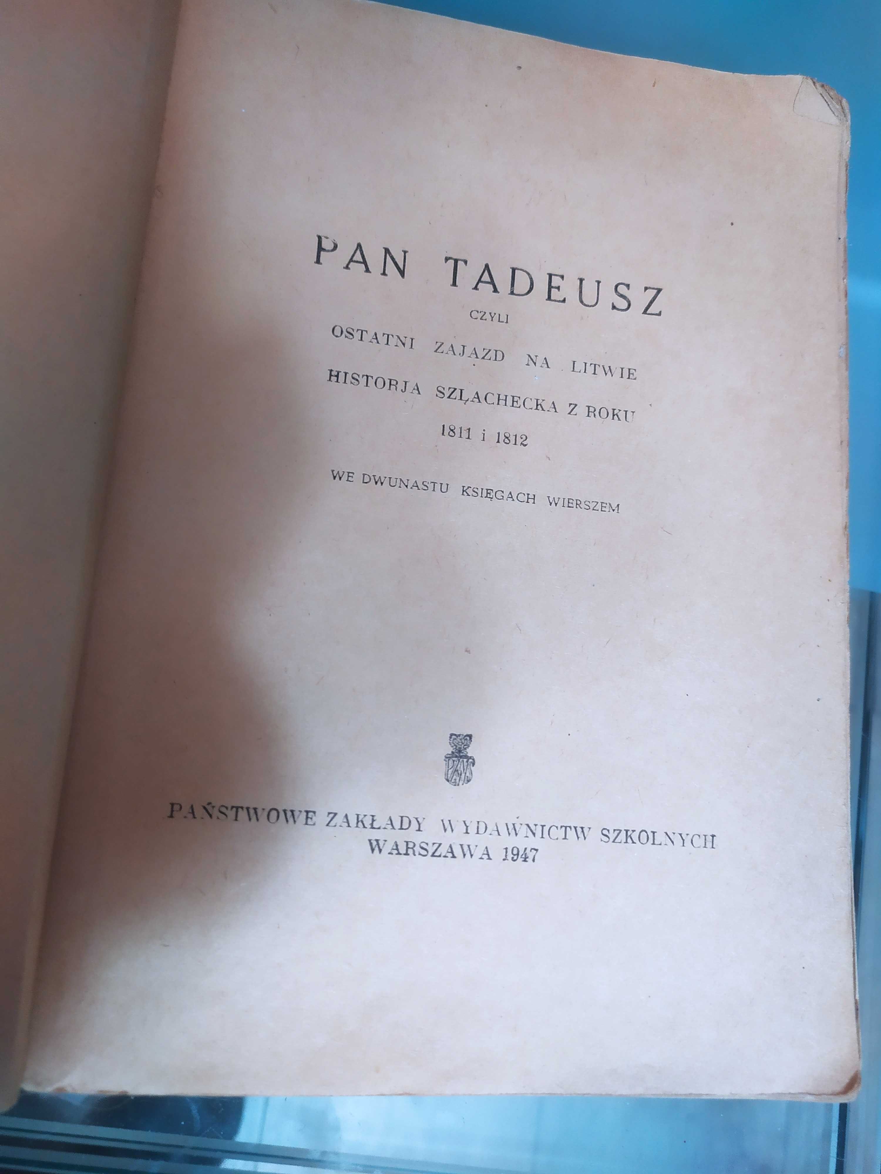 Adam Mickiewicz Pan Tadeusz wyd. z 1947r.